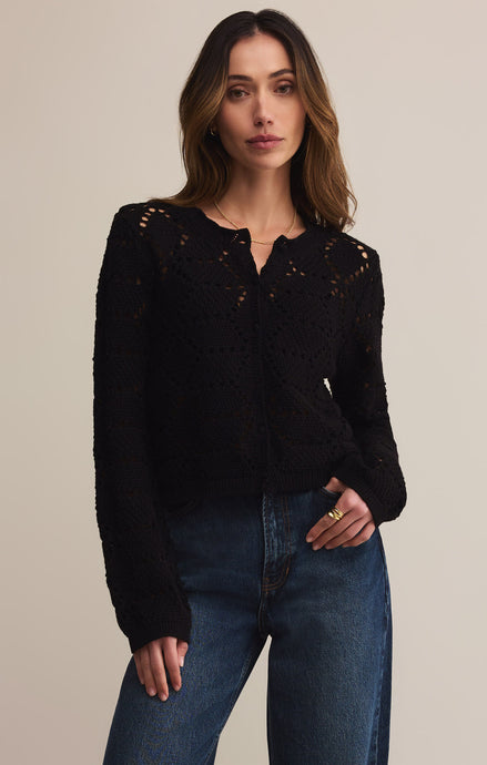 Rosalyn Diamond Cardigan Sweater - Black or Crystal