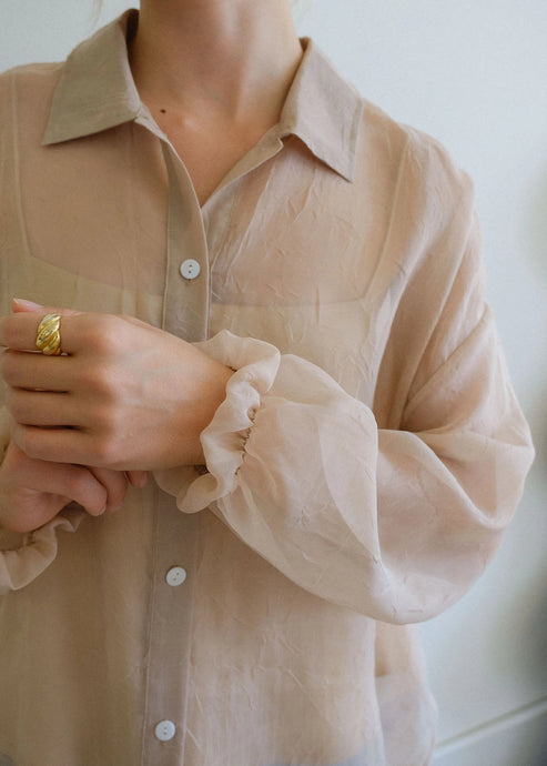 Rosie Sheer Blouse - Black or Baby Beige