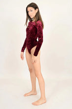 Load image into Gallery viewer, Roxi Velvet Bodysuit - Navy - Burgundy
