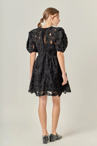 Floral Embellished Mini Dress - Black (Style #SS1017D)