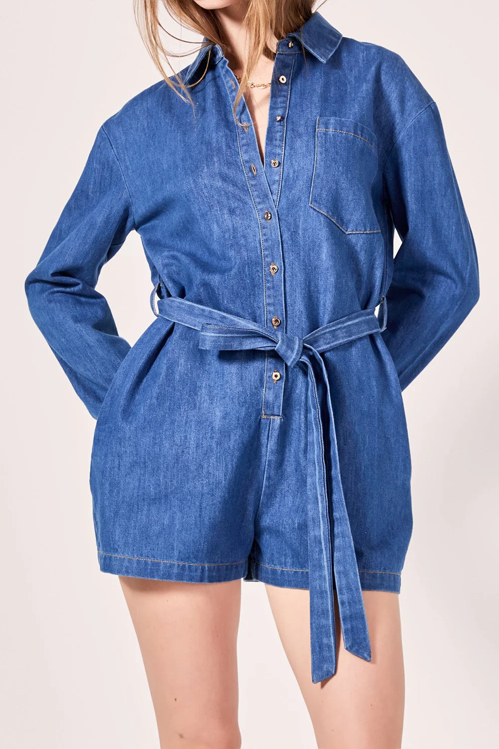 Mystic Denim Romper - Med Denim (Style: SS1024P)