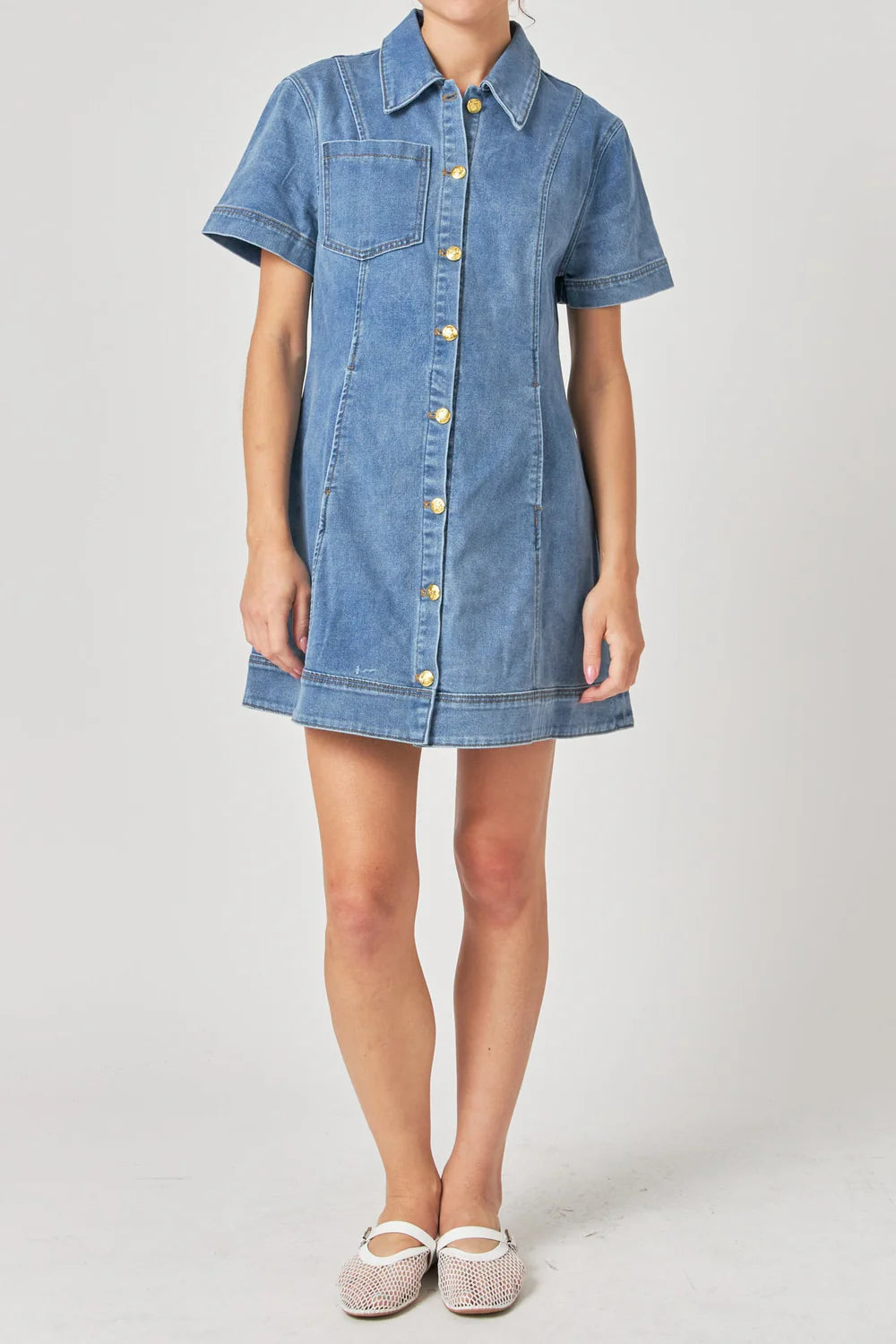Denim Mini Shirt Dress Straight Line Boutique Denim Mini Shirt Dress Straight Line Boutique