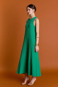 Gwyneth Pleated Knit Dress - Green (Style #SS1173D)