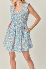 Load image into Gallery viewer, Smocked Print Mini Dress - Blue Multi Stripe - Blue Multi Floral (SS1307D - SS1308D)

