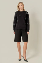 Load image into Gallery viewer, Pearl Bow Scuba Sweatshirt - Black (SS1606T)
