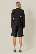 Load image into Gallery viewer, Pearl Bow Scuba Sweatshirt - Black (SS1606T)
