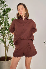 Load image into Gallery viewer, Linen Laced Shorts - Chocolate (SS1658P)

