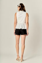 Load image into Gallery viewer, Peplum Mixed Media Top - White (Style #SS1667T)
