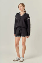 Load image into Gallery viewer, Stitch Detail Knit Shorts - Black (SS1784P)
