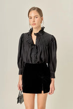 Load image into Gallery viewer, Carmen Ruffle Detail Blouse - Black - Pink
