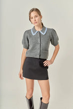 Load image into Gallery viewer, Lace Detail Cardigan Sweater - Heather Grey
