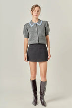 Load image into Gallery viewer, Lace Detail Cardigan Sweater - Heather Grey

