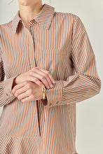 Load image into Gallery viewer, Striped Flare Shirt Dress - Navy or Brown (Style #SS1851D)
