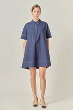 Load image into Gallery viewer, Contrast Stitch Mini Shirt Dress - Navy (Style #SS1860D)
