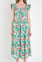 Load image into Gallery viewer, Back Bow Floral Midi Dress - Multi Green
