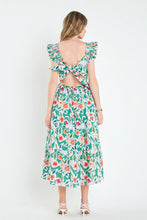 Load image into Gallery viewer, Back Bow Floral Midi Dress - Multi Green
