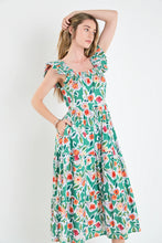 Load image into Gallery viewer, Back Bow Floral Midi Dress - Multi Green
