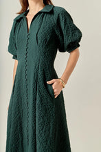 Load image into Gallery viewer, Puffer Midi Shirt Dress - Dark Green
