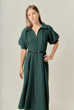 Load image into Gallery viewer, Puffer Midi Shirt Dress - Dark Green 
