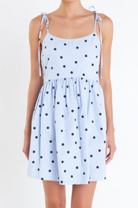 Polka Dot Mini Dress - Blue Multi