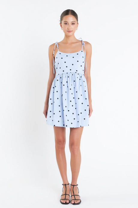 Polka Dot Mini Dress - Blue Multi