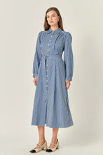Load image into Gallery viewer, Striped Midi Shirt Dress - Navy/White (Style #SS966D)
