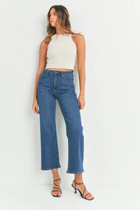 Slim Wide Leg Jeans - Dark Denim(BP239J)