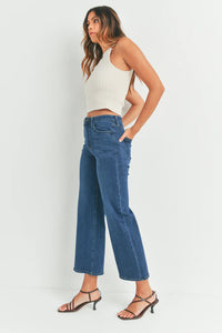 Slim Wide Leg Jeans - Dark Denim(BP239J)