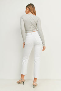 Luna Cut Off Cropped Straight Jeans
