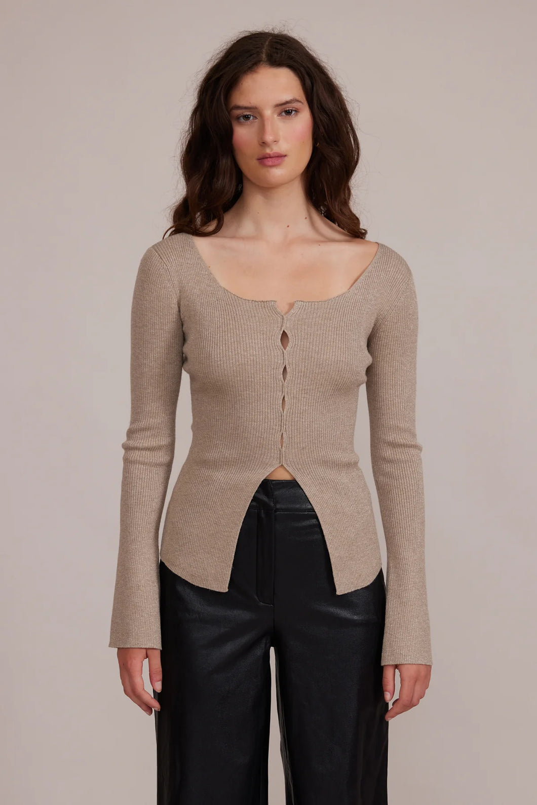 Erin Knit Top - Beige w/ very subtle shimmer