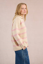 Load image into Gallery viewer, Polo Style Sweater - Off White/Navy - Off White/Pink
