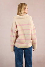 Load image into Gallery viewer, Polo Style Sweater - Off White/Navy - Off White/Pink
