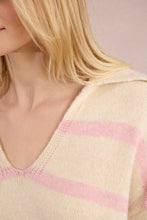 Load image into Gallery viewer, Polo Style Sweater - Off White/Navy - Off White/Pink
