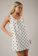 Load image into Gallery viewer, Scoop Neck Polka Dot Mini Dress - White w/ Black Polka Dots
