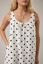 Load image into Gallery viewer, Scoop Neck Polka Dot Mini Dress - White w/ Black Polka Dots
