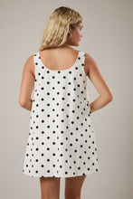 Load image into Gallery viewer, Scoop Neck Polka Dot Mini Dress - White w/ Black Polka Dots
