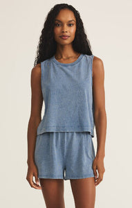 Scout Jersey Denim Shorts - Med Indigo