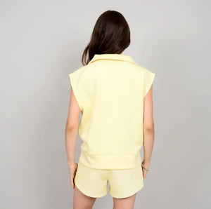 Seana Knit Zip Top - Lemon Tart
