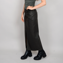 Load image into Gallery viewer, Shay Distressed Faux Leather Skirt - Fossil
