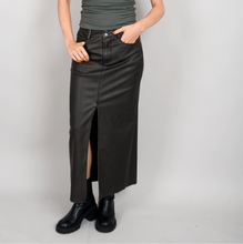 Load image into Gallery viewer, Shay Distressed Faux Leather Skirt - Fossil
