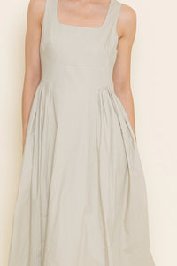Shirring Midi Dress - Khaki Green