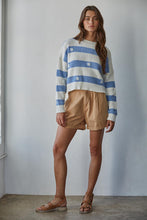 Load image into Gallery viewer, Simply Daisy Striped Sweater - Dusty Blue/White (W2415)

