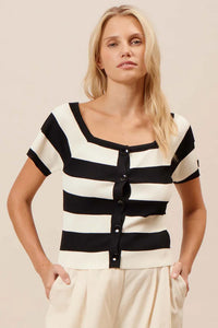 Skipper Stripe Top - Blk / Cream