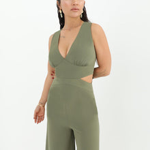 Load image into Gallery viewer, Sleeveless Cut Out Jumpsuit -Khaki Green
