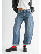 Load image into Gallery viewer, Slim Stretch Barrel Cuff Jeans - Med Denim (JP420)
