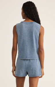 Sloan Jersey Denim Muscle Shirt - Med Indigo