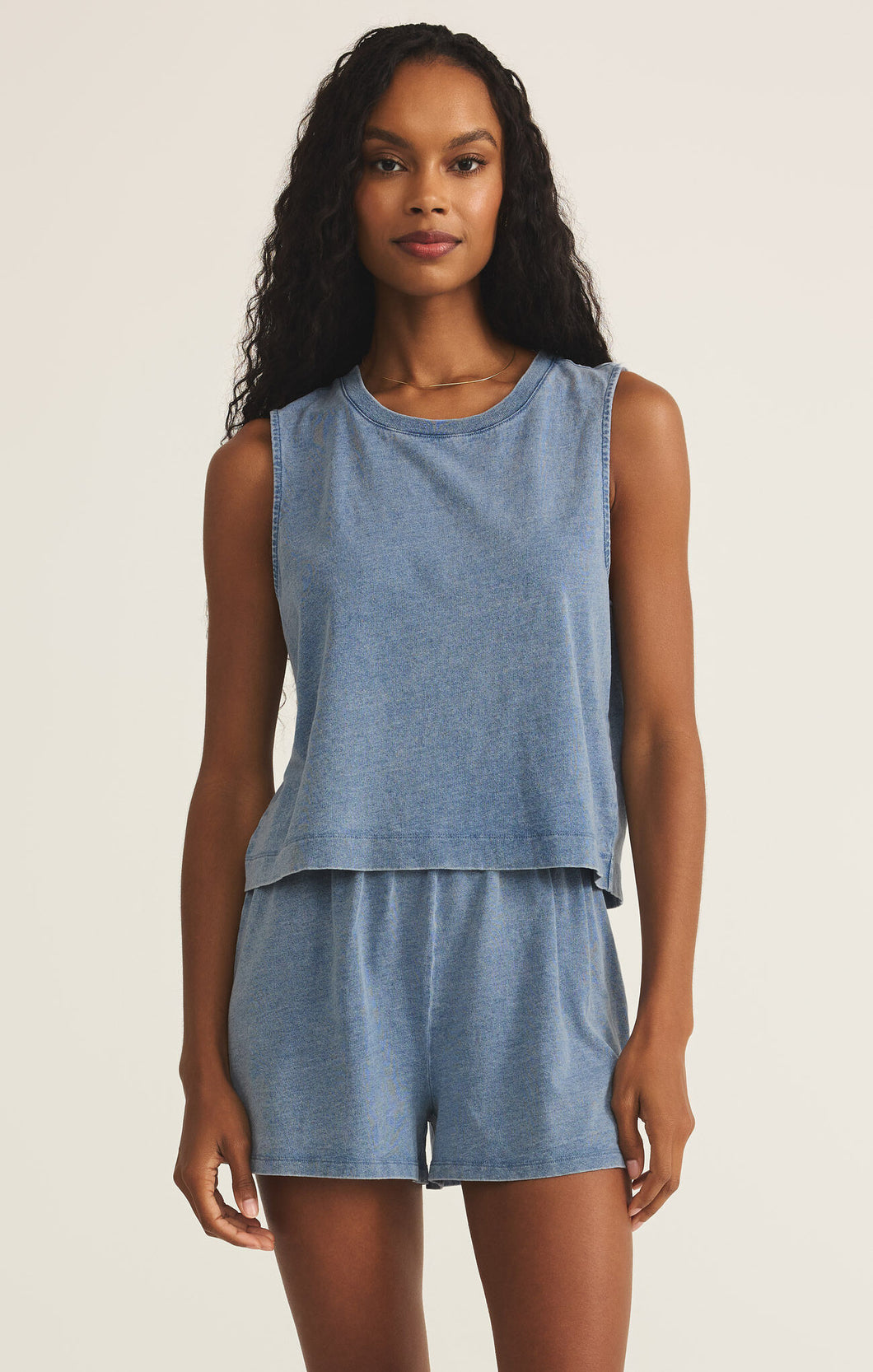Sloan Jersey Denim Muscle Shirt - Med Indigo