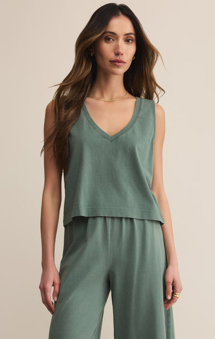 Sloan Jersey Jersey V-neck Top - Hunter Green