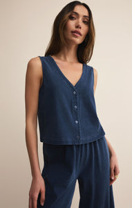 Solace Jersey Denim Top - Dk Indigo 