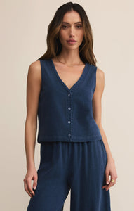 Solace Jersey Denim Top - Dk Indigo 